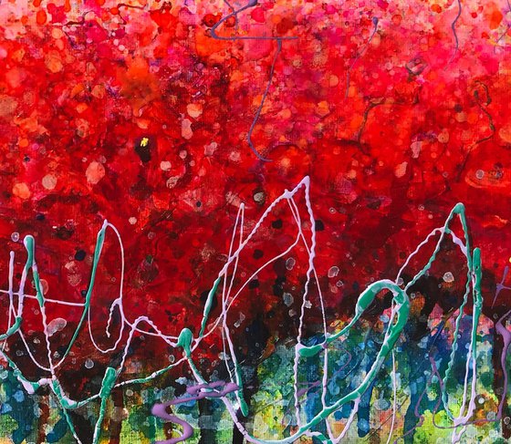 Abstract Poppy Field   #2  10 "X 10" X 0.5"  by @OLenaArt