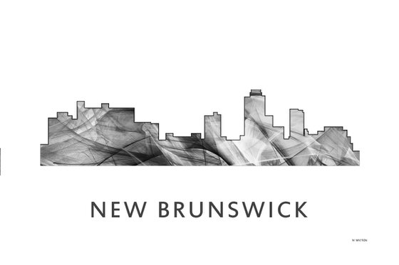 New Brunswick New Jersey Skyline WB BW