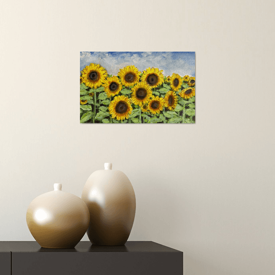 Sunflowers on handmade paper