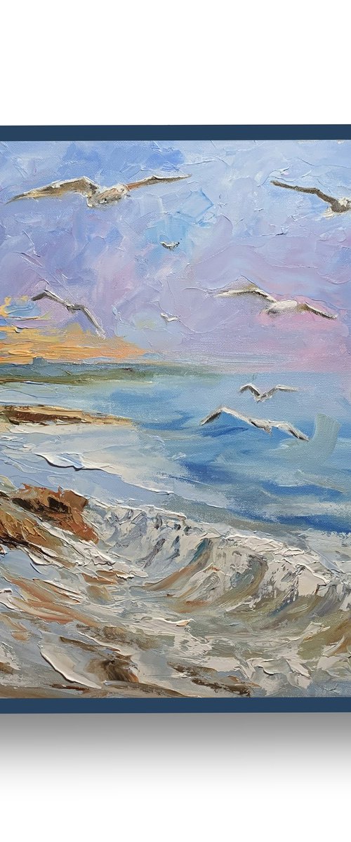 Seagulls over the tide. by Vita Schagen
