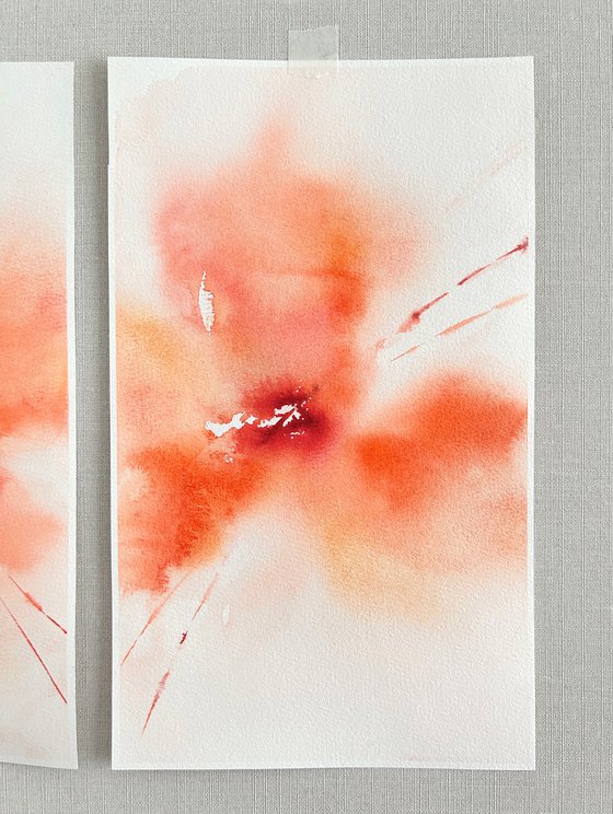 Poppy flowers diptych