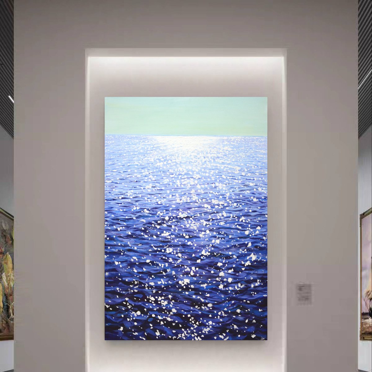 Expressive Landscape Acrylic Painting By Iryna Kastsova, 31 X 47, Dancing Glare On The Water., Original Artwork