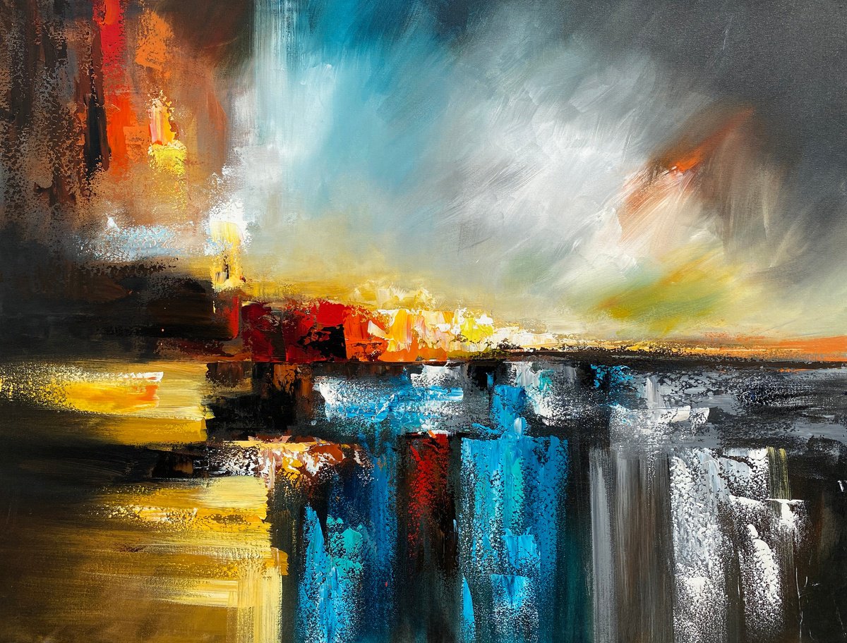 Abstract Acrylic Painting By Madhav Singh, 51 X 39", Colour Storm, Original Artwork