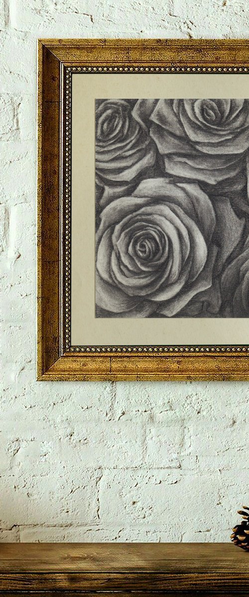 Black Roses. Graphite Flowers Series by Sergei Skachkov