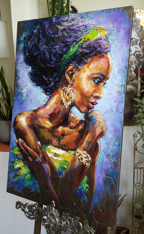 African woman, portrait, painting original