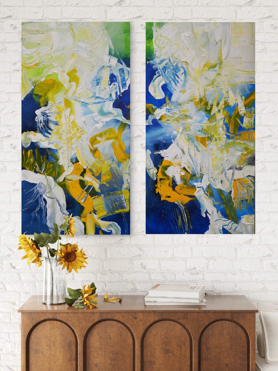 Abstract Acrylic Painting By Andrada Anghel, 30 X 30, Celestial Currents, Original Artwork