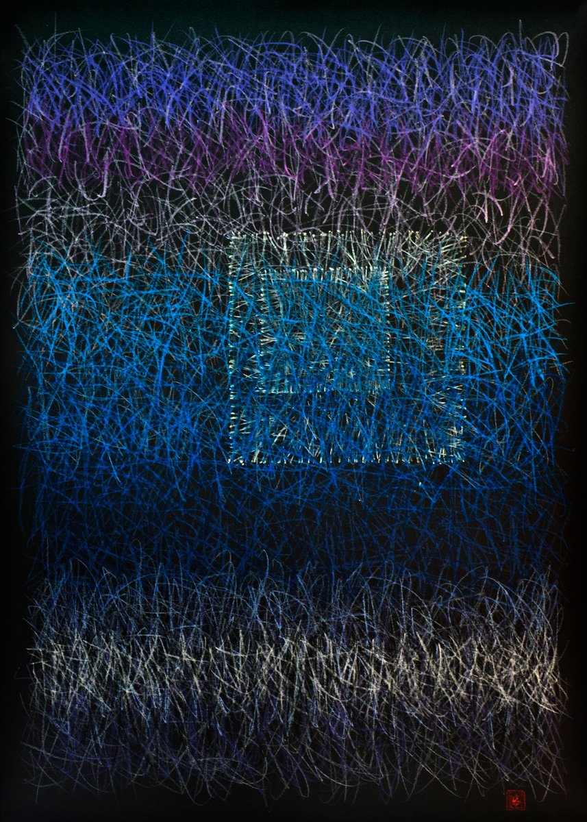 Abstract Pastel Drawing By Oto Macek, 20 X 28", Untitled 119, Original Artwork