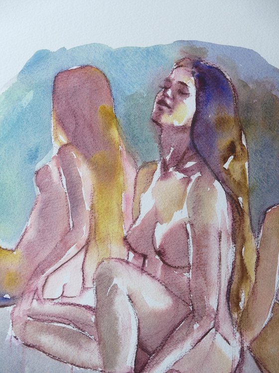 seated nude 3 poses