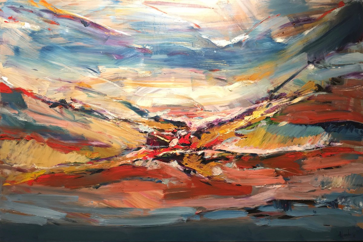 Abstract Oil Painting By Altin Furxhi, 59 X 39, Voyage 150X100, Original Artwork