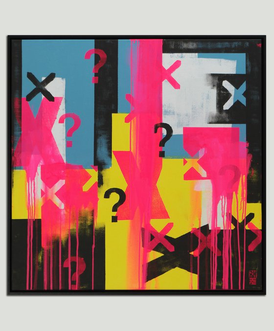 Typopop in Neon - Incl Black Frame - 95 x 95 cm - Ronald Hunter - 17M