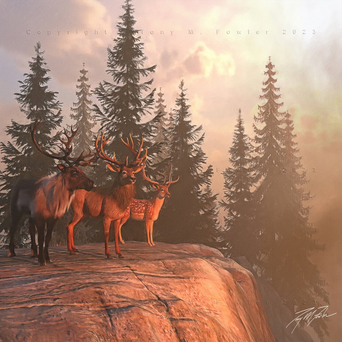 Surrealistic Animal Giclee Print By Tony Fowler, 24 X 24", The Apocalypse Ii, Original Artwork