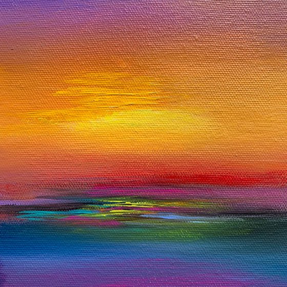 Evening Glow ! Small Sunset Painting!!  Ready to hang