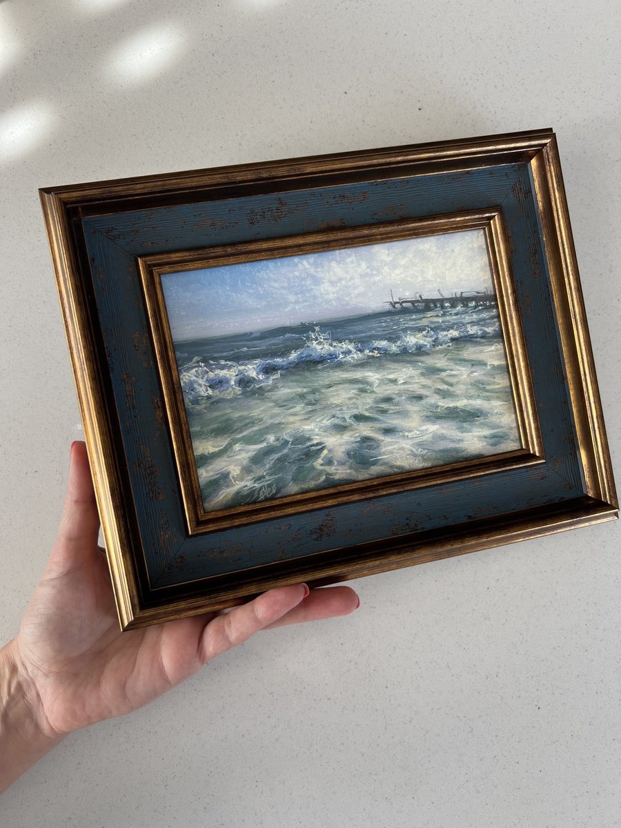 Photorealistic Landscape Oil Painting By Alesia Yeremeyeva, 11 X 9, By The Old Pier Ii, Original Artwork
