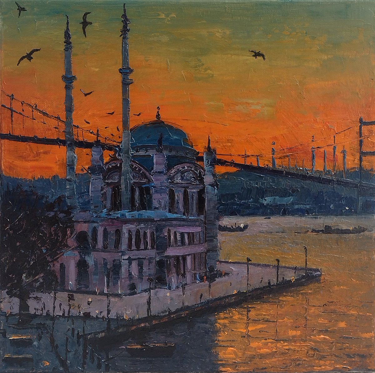 Istanbul, Ortakoy Mosque Turkey, oil painting Oil painting by Roberto