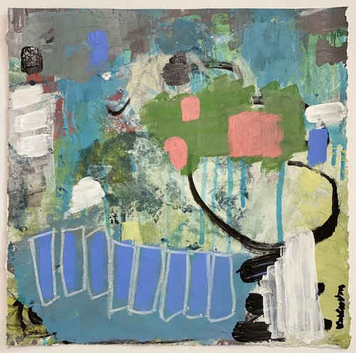 Wet Playing Field - energetic bold contemporary abstract art painting by Kat Crosby