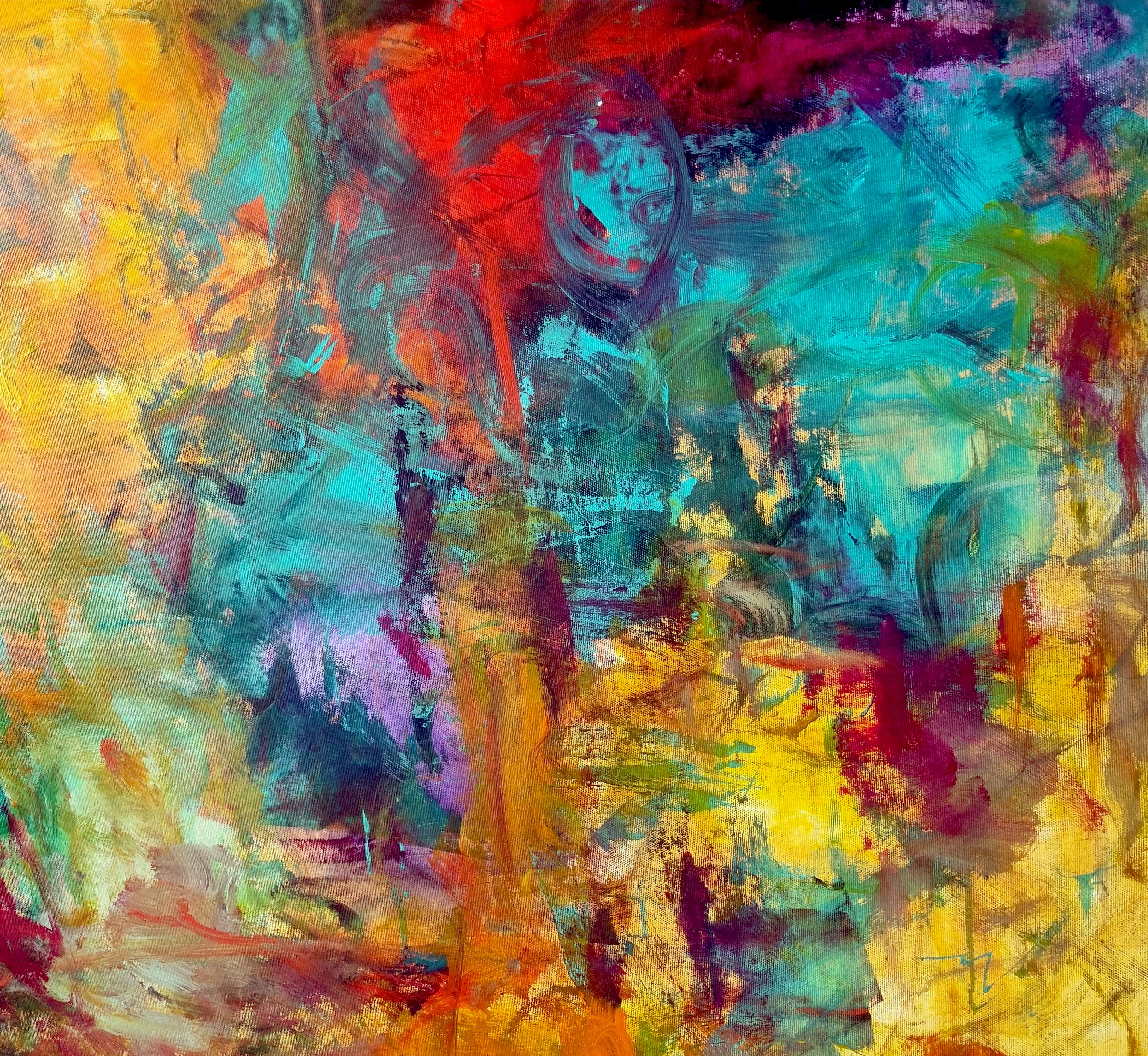 Abstract Acrylic Painting By Davina Nicholas, 47 X 65, Swarm, Original Artwork