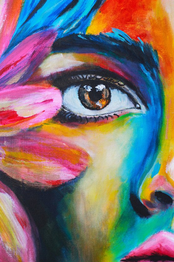 Radiant Soul - Floral Portrait Painting