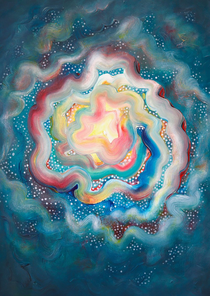 Abstract Acrylic Painting By Tam Chianta, 20 X 28", From Within, Original Artwork