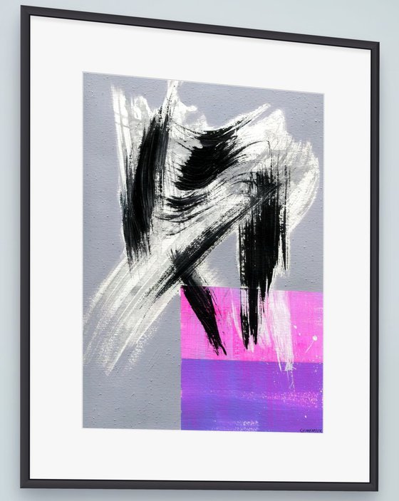 Bright Purple Abstract on Gray