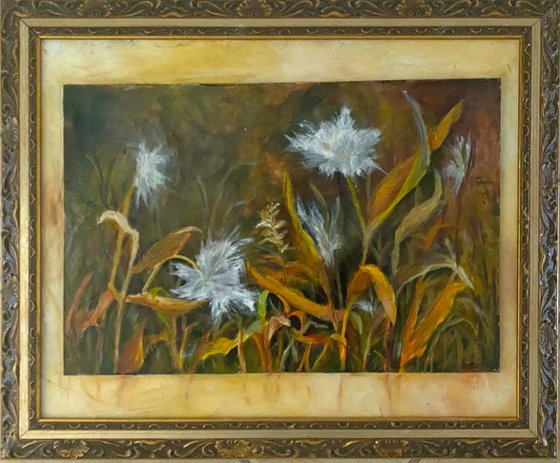 Seeds of the future 2 Original Oil Painting  16x20  gold frame