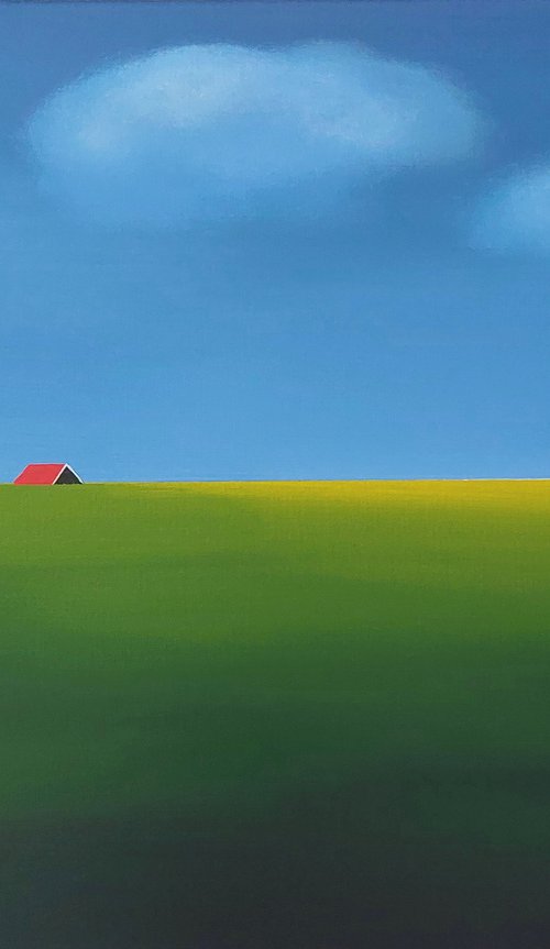 Red roofs, golden daffodils (2) by Nelly van Nieuwenhuijzen