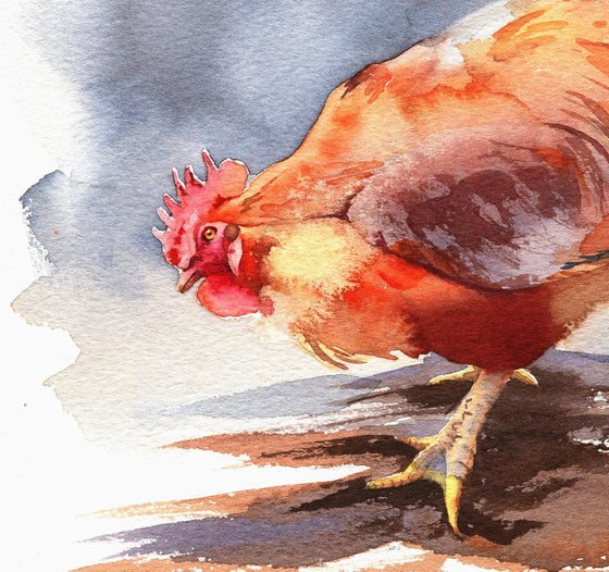 Ukrainian watercolour. Rooster