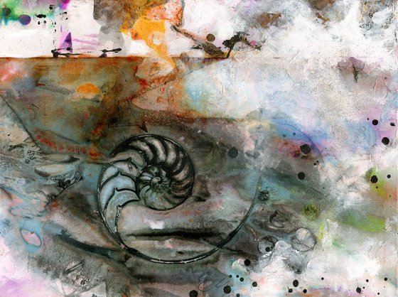 Searching For Tranquility 4 - Abstract Nautilus Shell Painting