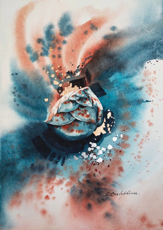 Ancient Sea. Valvulina Trianqularis -shell, abstract art