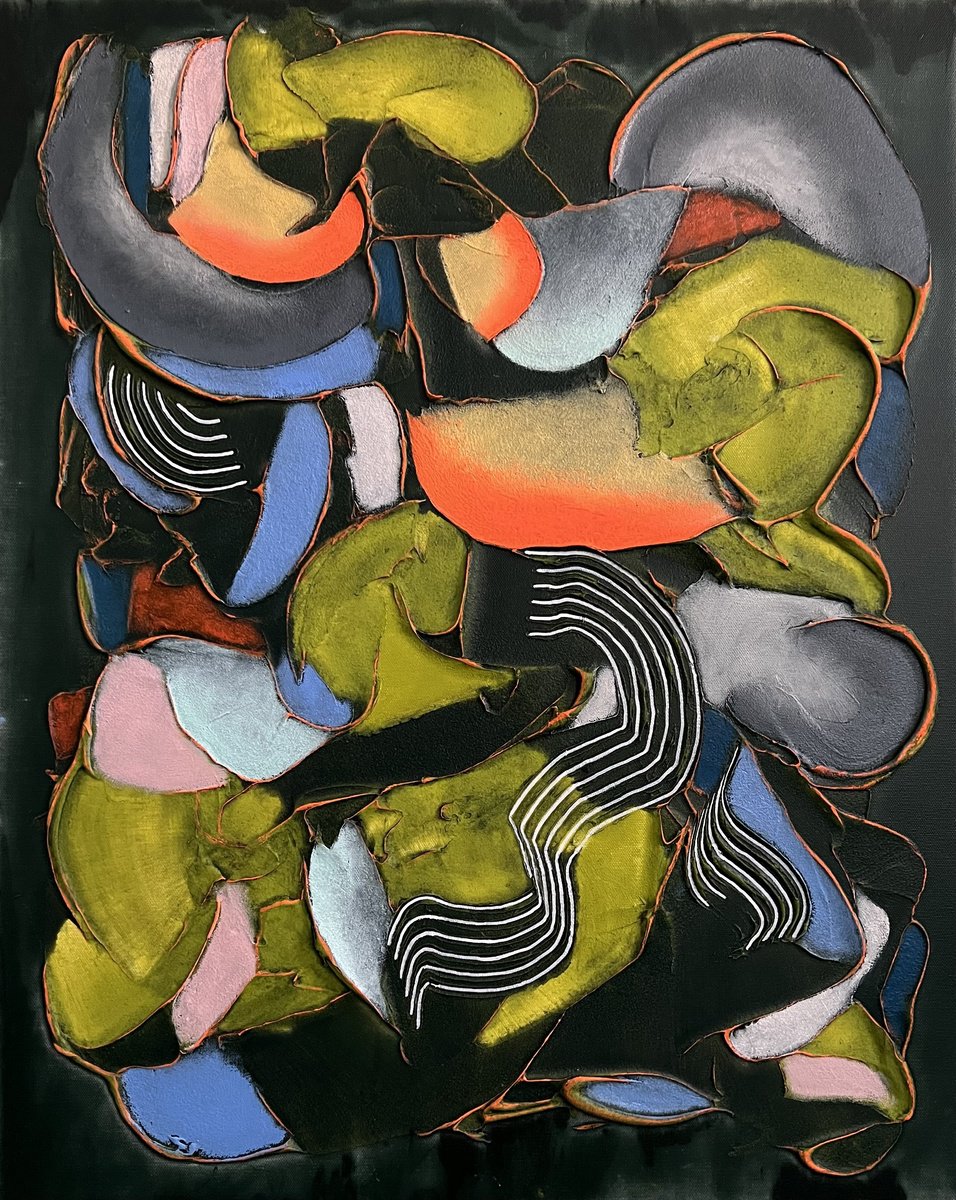 Abstract Painting By Caity Salamanca, 24 X 30, Serotonin, Original Artwork