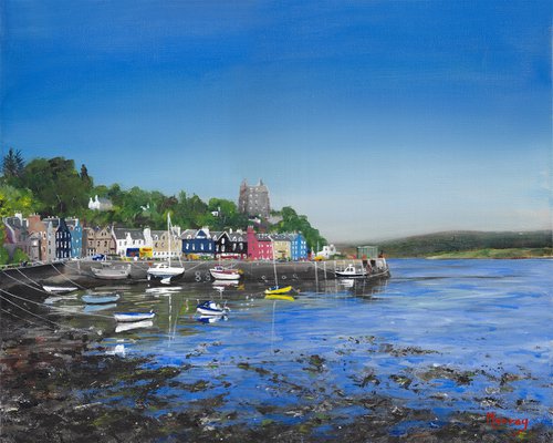 Tobermory Isle Of Mull Scottish Harbour Scene Painting by Stephen Murray