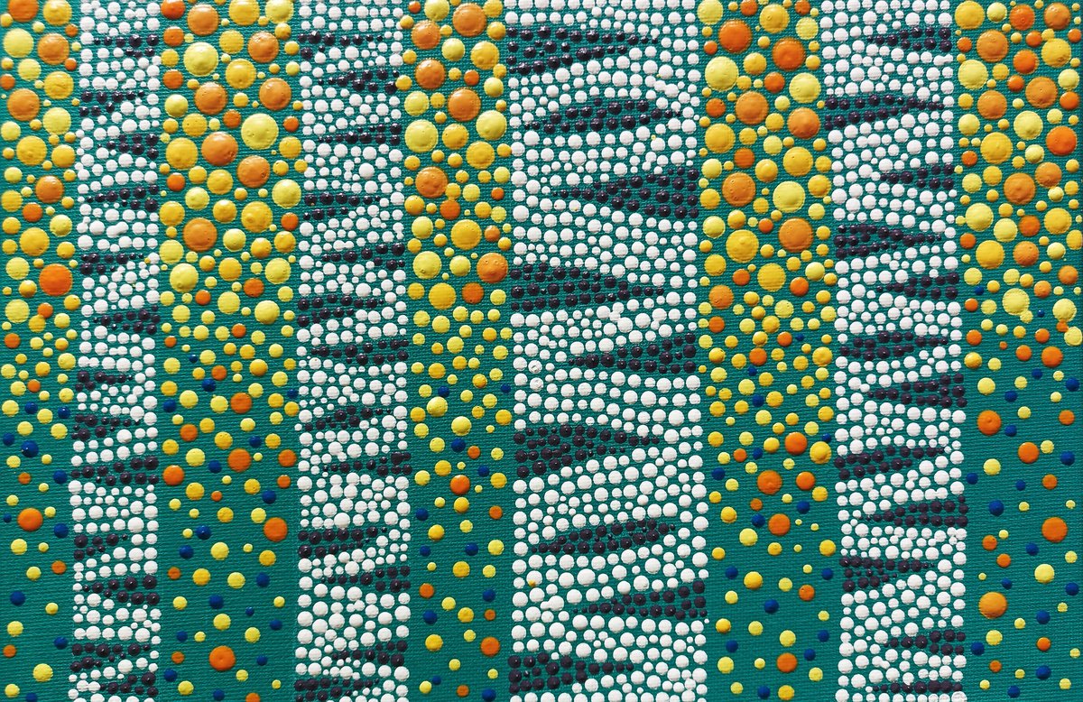 Naive Landscape Acrylic Painting By Veronika Demenko, 11 X 8", Aspen Trees, Original Artwork