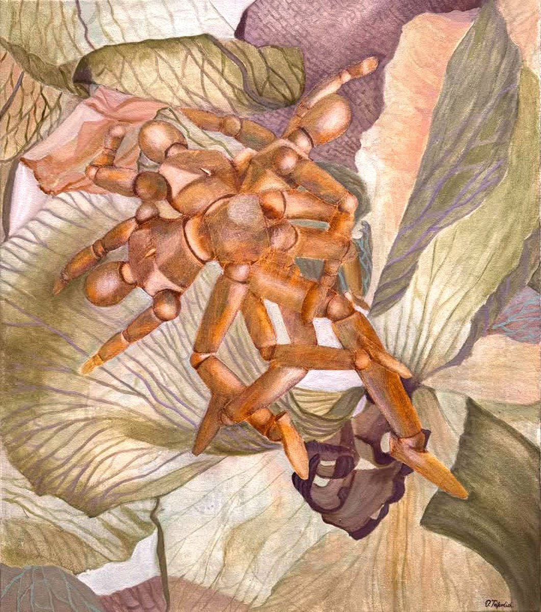 Abstract Botanical Oil Painting By Olha Trykolich, 28 X 31", Voice Of Silence, Original Artwork