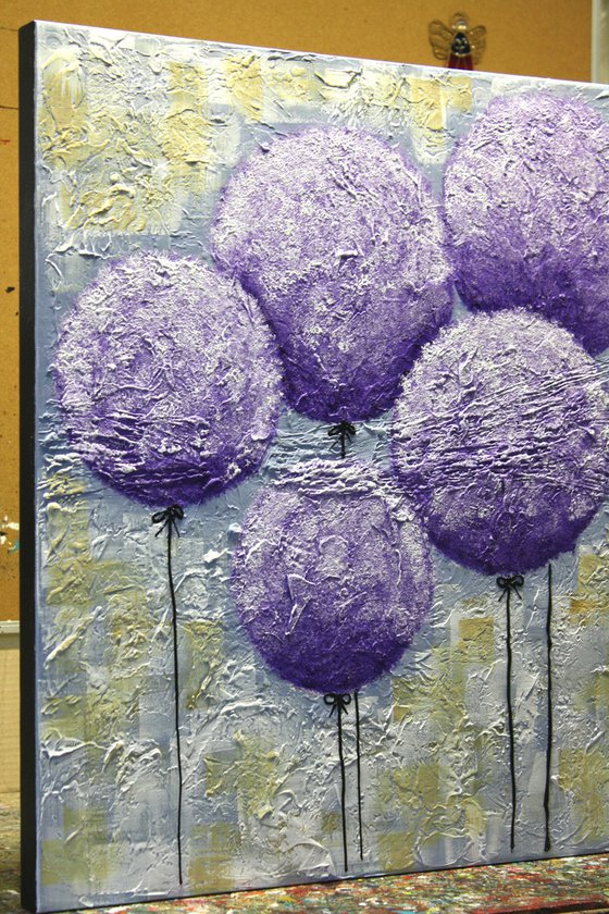 Purple Lollipops - Abstract Textured Painting