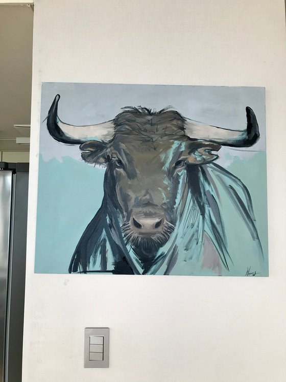 Bull oil painting 62x72cm