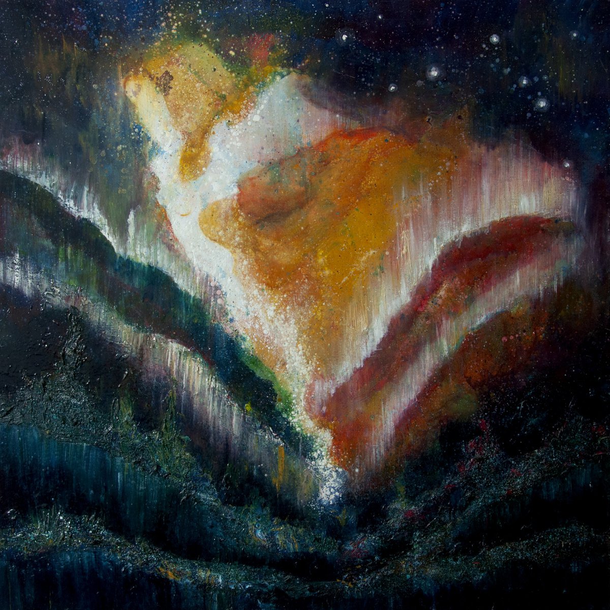 Expressive Landscape Oil Painting By Valda Rose Art Gallery, 31 X 31", Audacity, Original Artwork