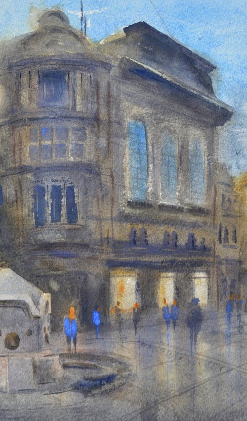 Almost Dark Knez Mihajlova Beograd 25x36 cm 2022 by Nenad Kojić watercolorist