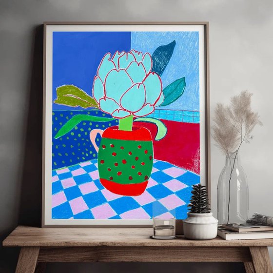 Artichoke in a Colorful Vase