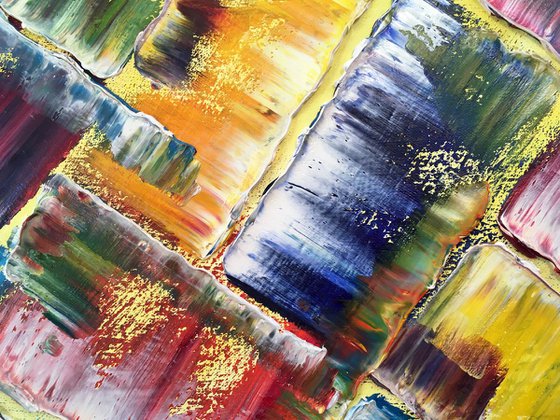 "United In Color" - Original PMS Oil Painting On Canvas - 36" x 12"