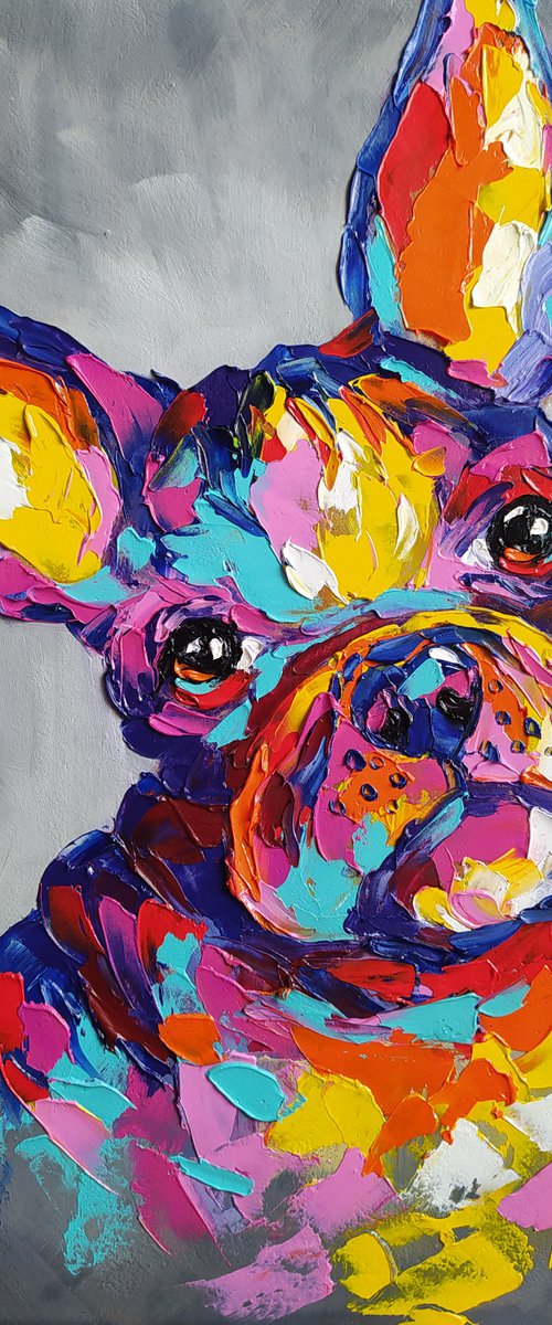 My pet -  French Bulldog, dog, animals, oil painting, French Bulldog oil painting, pet, pet oil painting, gift, animals art, bulldog by Anastasia Kozorez