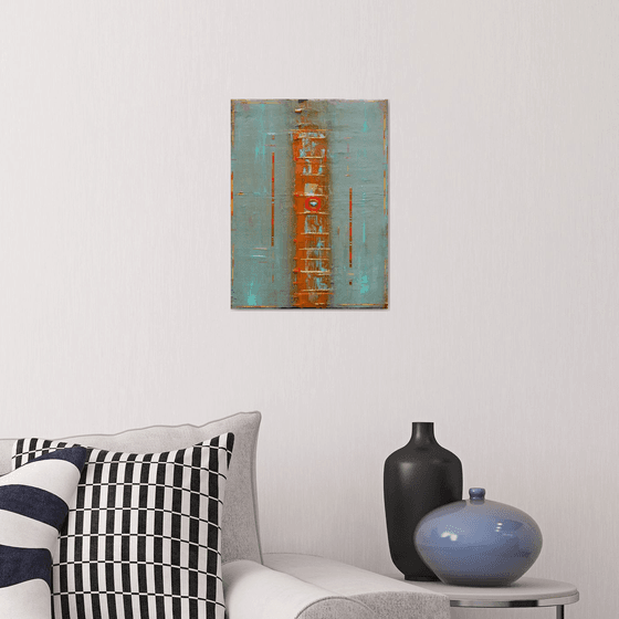 Primitive Red Copper Teal Abstract