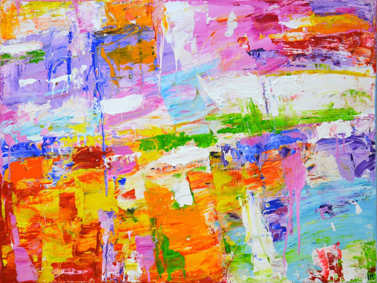 Abstract Acrylic Painting By Iryna Kastsova, 31 X 24, Happy Days!, Original Artwork