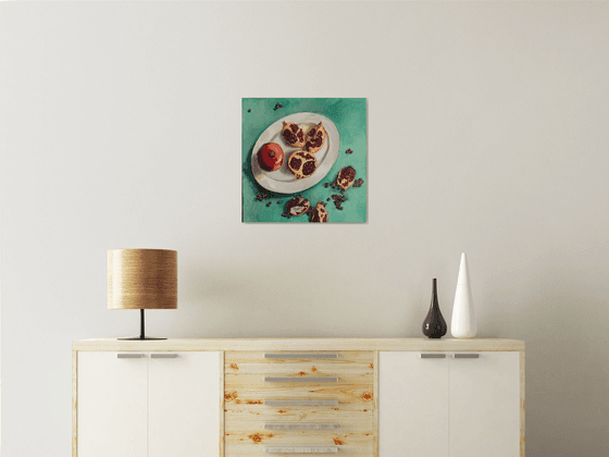 Pomegranates on plate