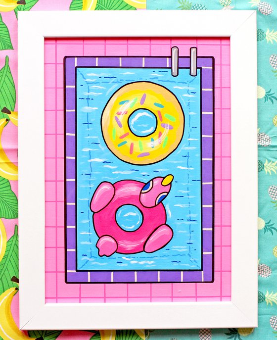 Pool Floats Pop Art Painting on A4 Paper (Unframed)