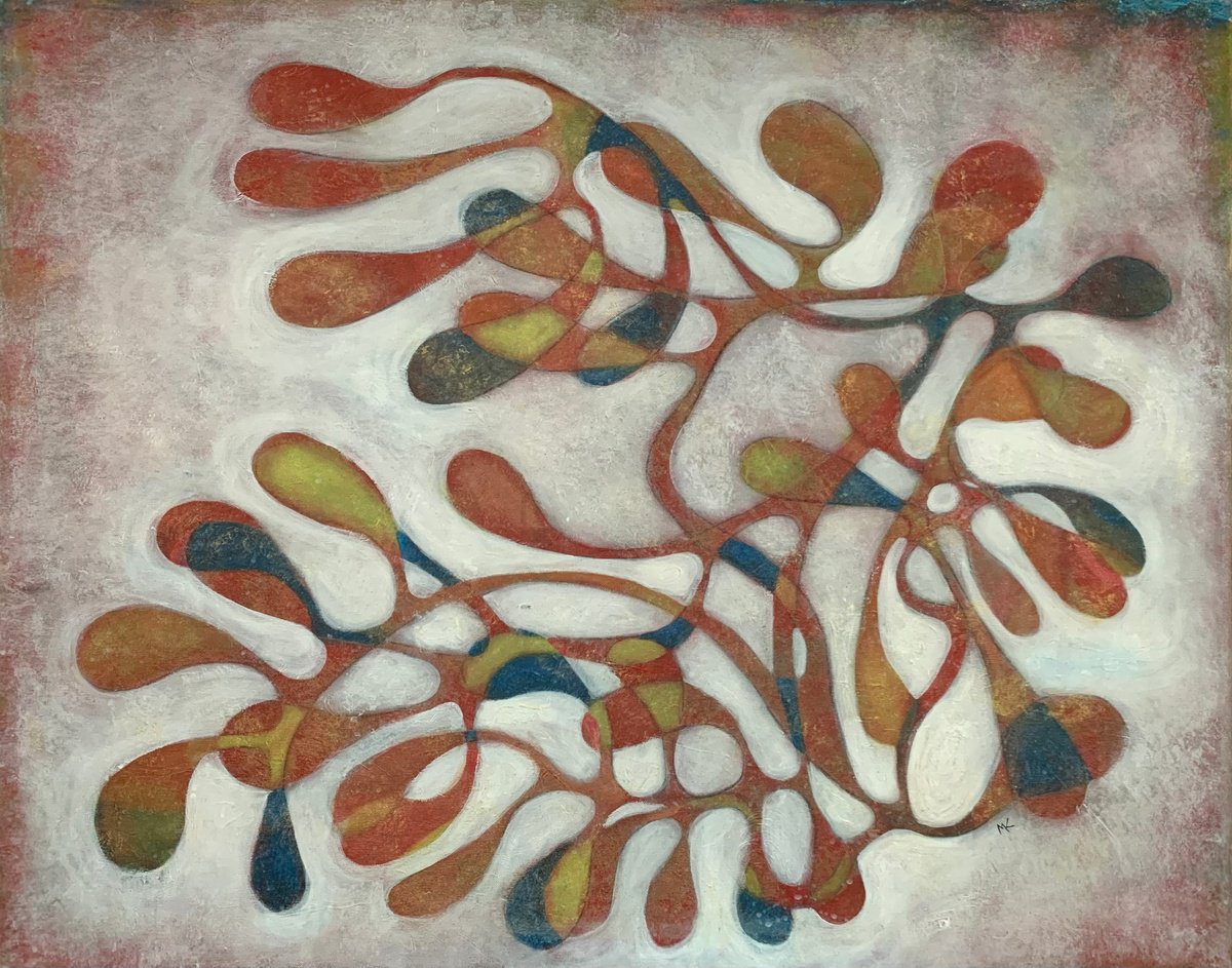 Abstract Acrylic Painting By Maarit Korhonen, 36 X 29", Barline, Original Artwork