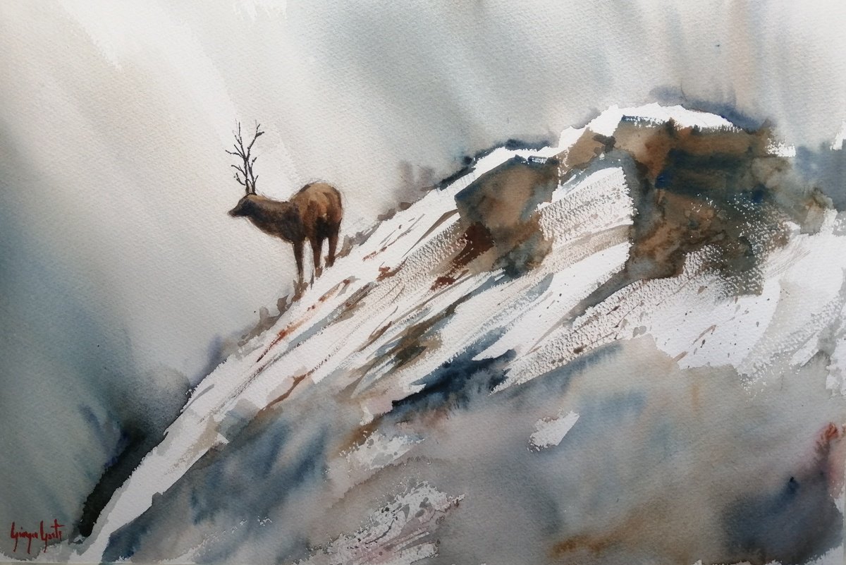 Impressionistic Watercolour , Deer 2 By Giorgio Gosti, 21 X 14, Artwork For Sale On Artfinder