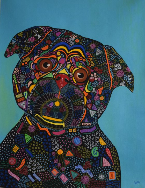 Dog Pop Art ! Large Painting on Canvas ! Dog Lovers Gift !!