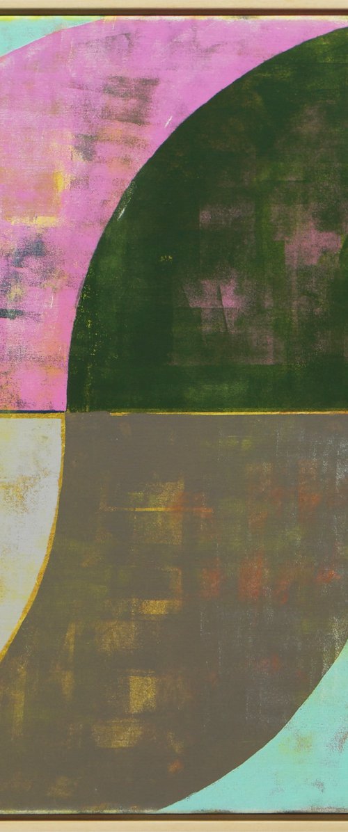 Abstract Painting - Incl. Frame - Circle in Circle Green - 85x85 cm - Ronald Hunter - 28J by Ronald Hunter