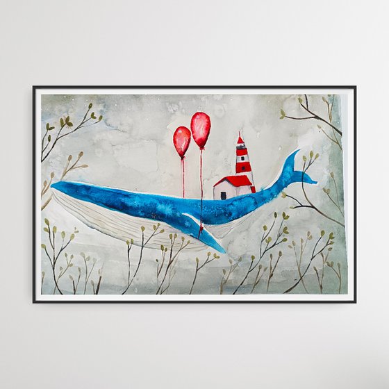 Whale with Red Balloons