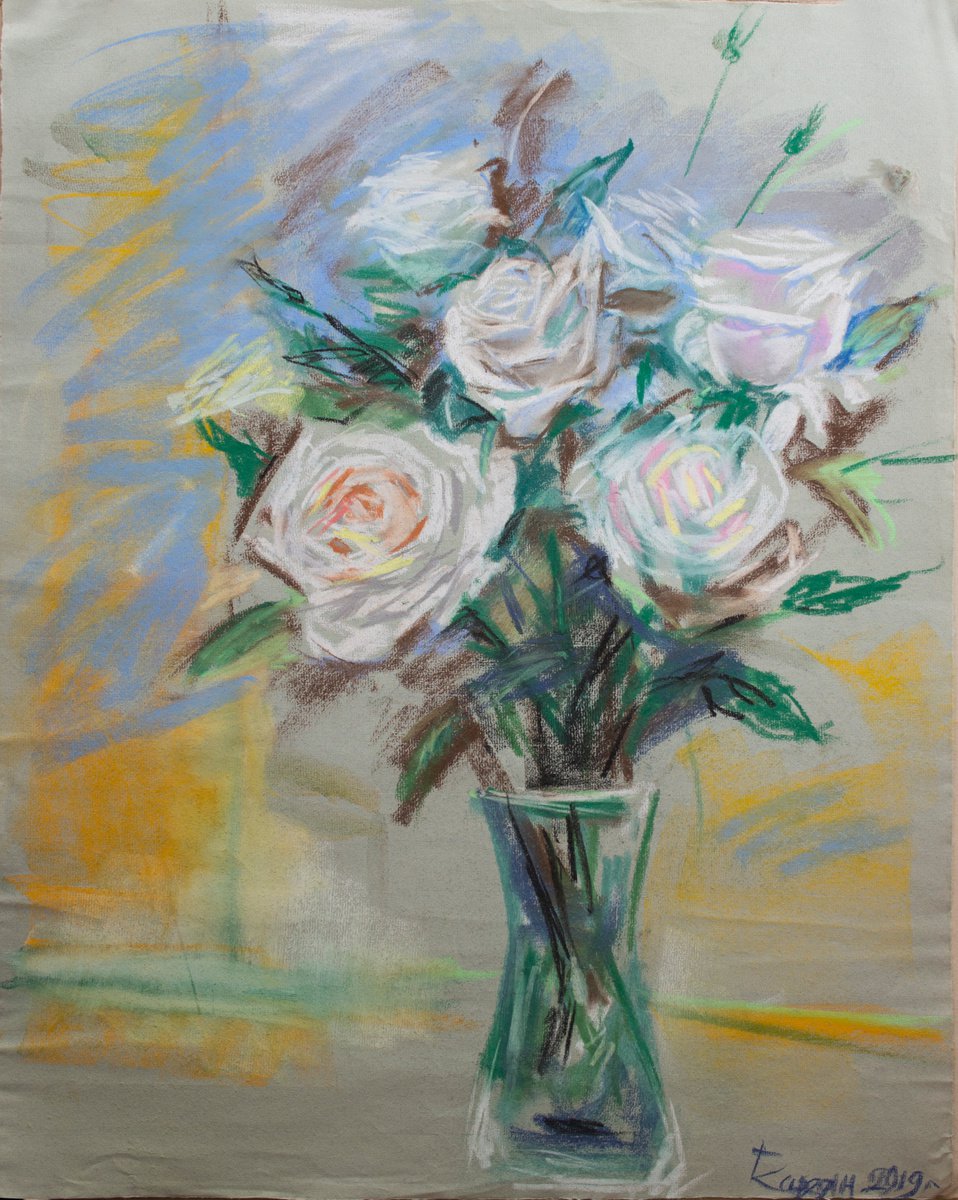 White roses by George Kareyan