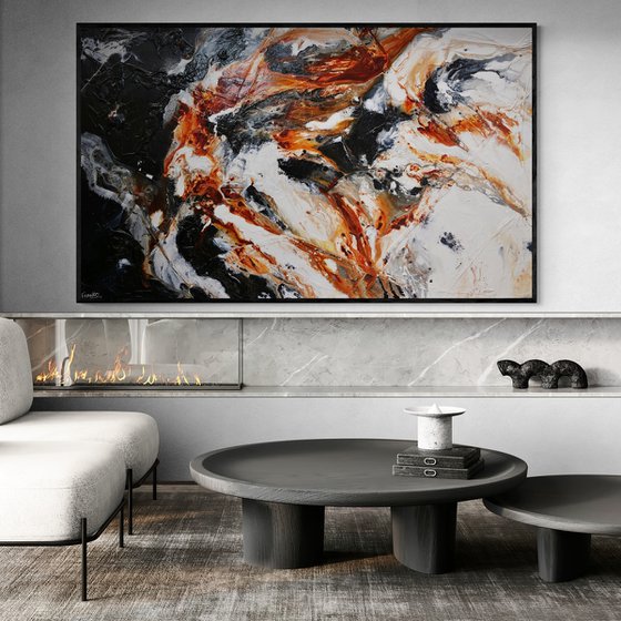 Peppered Oxide 250cm x 150cm White Black Oxide Abstract Art